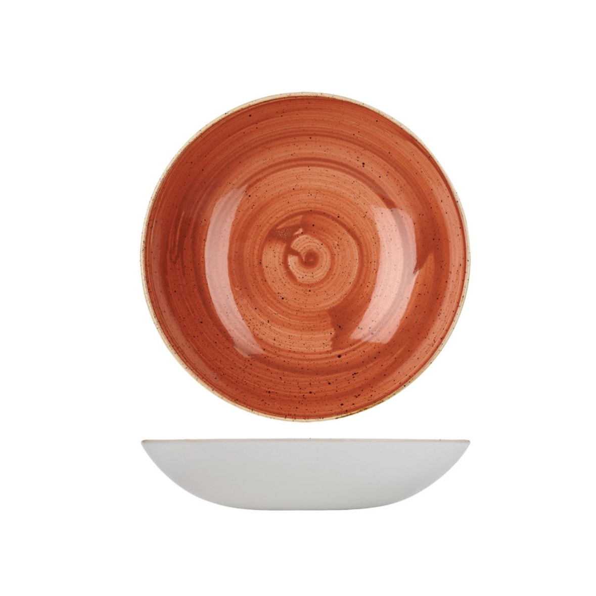 Piatto Fondo/Coppa Stonecast Arancio Mattone Puntinato, Confezione da 6