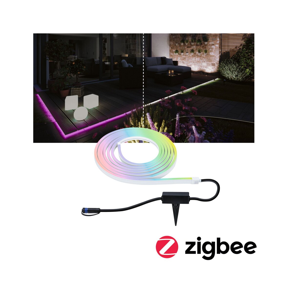 Paulmann Plug & Shine LED Stripe Smart Home Zigbee 3.0 Smooth Einzelstripe  IP67 RGBW+ 22W   Weiß 94561