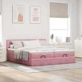 thumbnail of vidaXL Ottoman-Bett mit Matratzen & LEDs Rosa 160x200 cm Samt