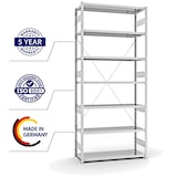 thumbnail of PROREGAL Fachbodenregal Stecksystem | Grundregal | HxBxT 300x130x50cm | 7 Ebenen | Fachlast 330 kg | Einseitig nutzbar | Lichtgrau