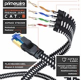 thumbnail of Primewire Flachbandpatchkabel CAT 8 mit Baumwollummantelung - Gigabit Ethernet LAN Kabel - 40 Gbit/s - S/FTP PIMF Schirmung - Netzwerkkabel - 0,5m