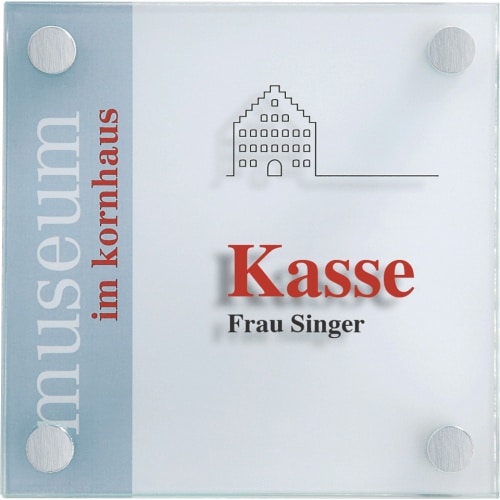 Schild I Raumschild Galerie, ESG-Glas, 150x150 mm, Lieferung inkl.Befestigungsmaterial