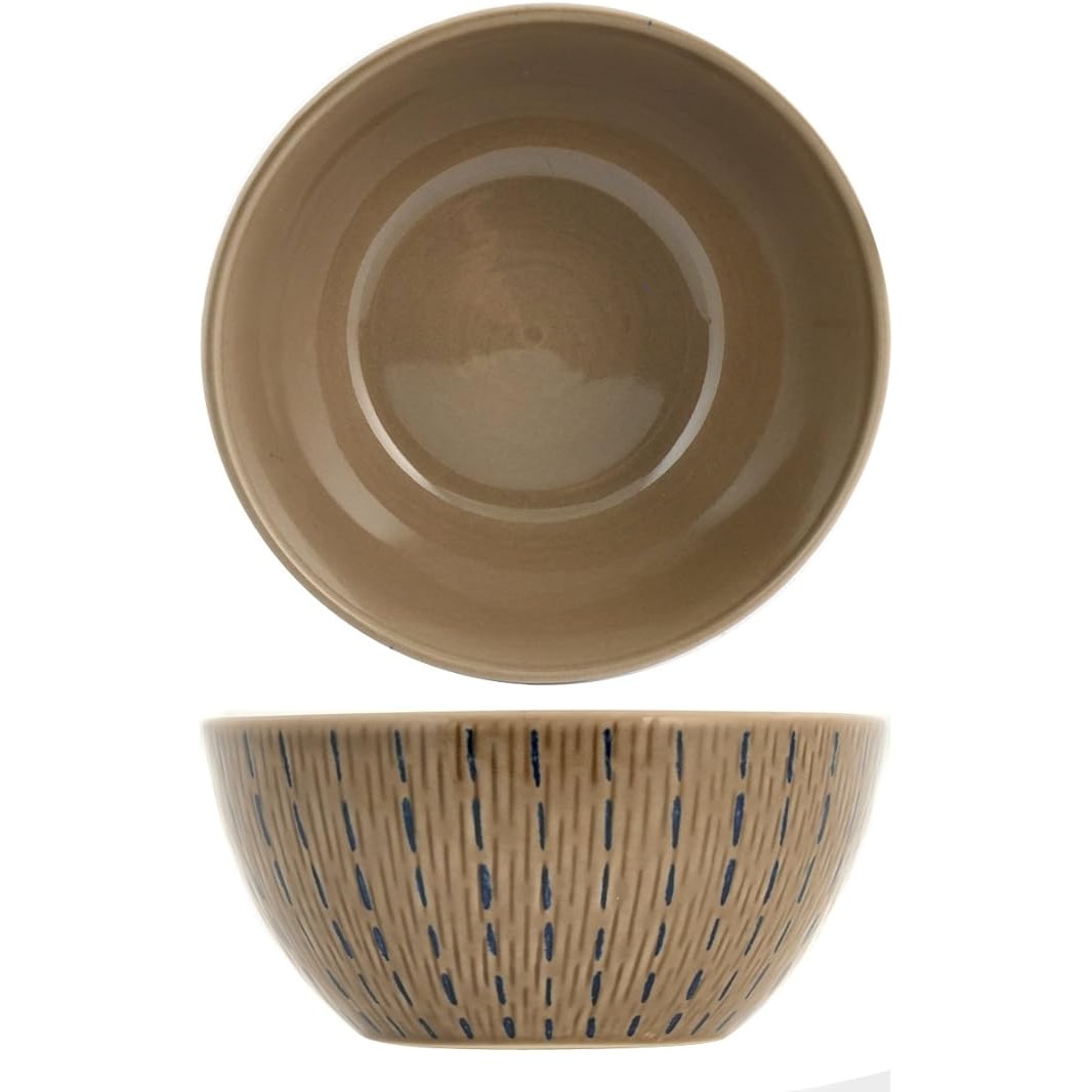 H&H Set 4 Piatti Fondi Tahiti, Stoneware, Tortora, 15 cm