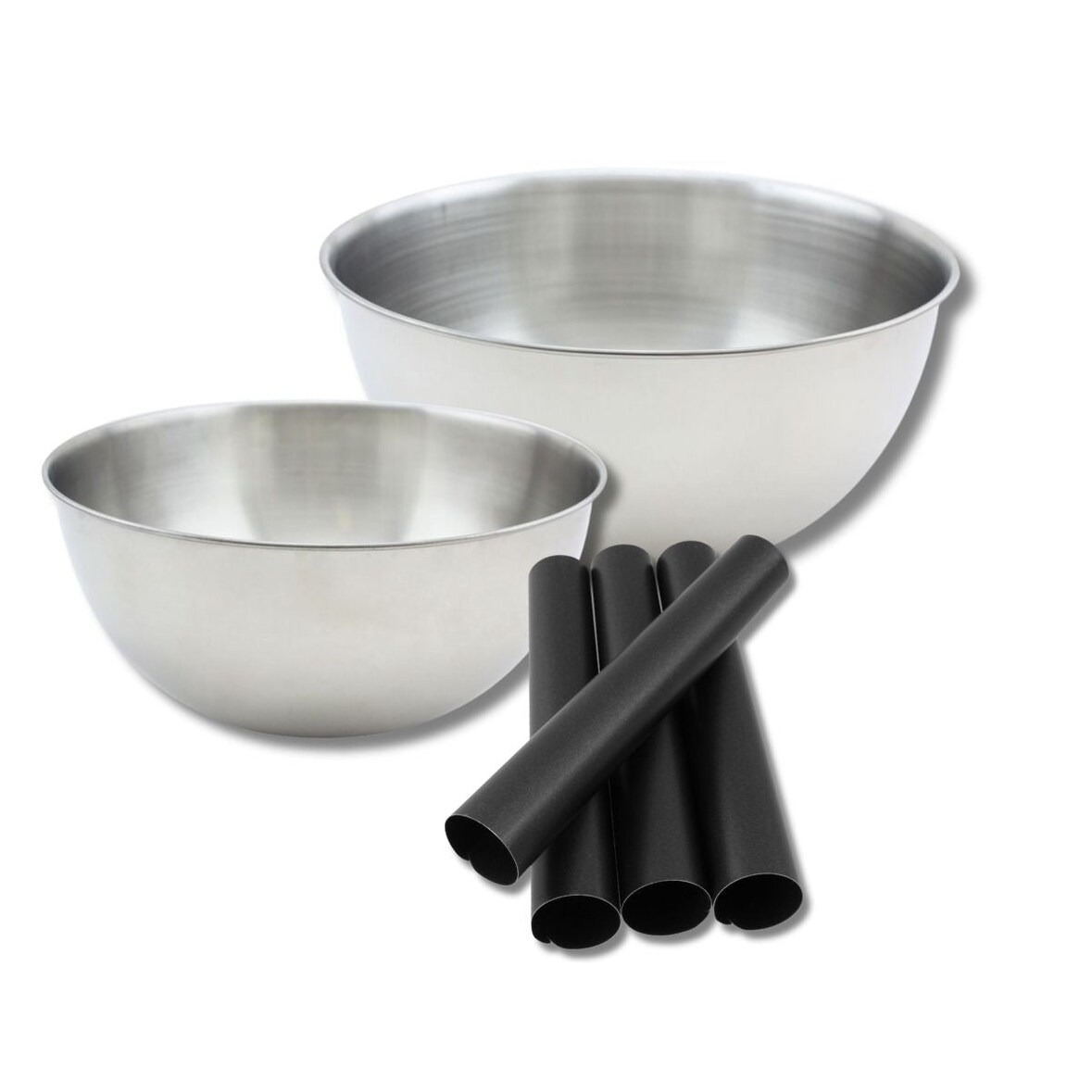 Set pâtisserie avec 4 moules tube 13 cm, 2 bols à mixer et 1 spatule Zenker