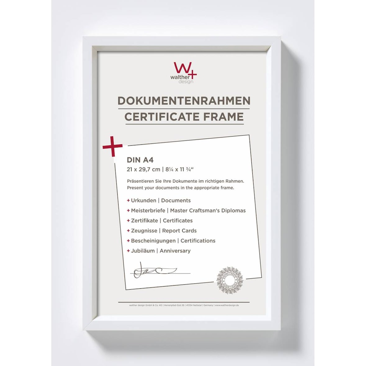 Fotolijst van kunststof staal 21x29,7 cm (A4) WIT