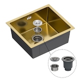 thumbnail of Gasfrit - Keukenspoelbak met sifon voor opbouwmontage van roestvrij staal in gouden kleur, 1 spoelbak, 470 x 410 mm
