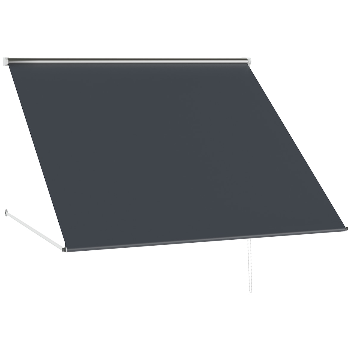 Toldo Retrátil para Janela 150x120 cm com Estrutura de Alumínio Ângulo de Inclinação Ajustável Anti-UV e Impermeável Cinza Escuro