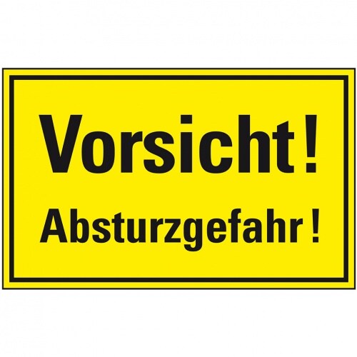 Schild I Hinweisschild Vorsicht! Absturzgefahr!, Kunststoff, 300x200mm