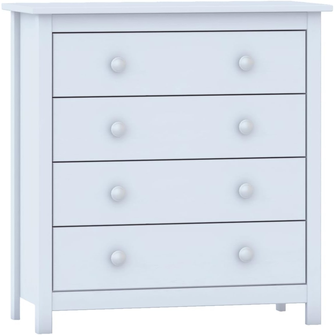 Cómoda 4  cajones , pino macizo, Moblit, serie Alme blanco, medidas: (78,5x75x35) cm ( altoxanchoxfondo), color blanco lavado.