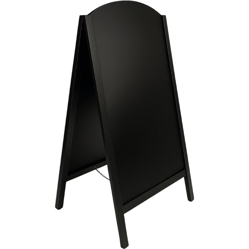 BRASQ Krijtstoepbord Elegance Zwart - 70x130 CM - Krijtbord - Reclamebord - Stoepbord - Dubbelzijdig - voor Binnen en Buiten - Horeca