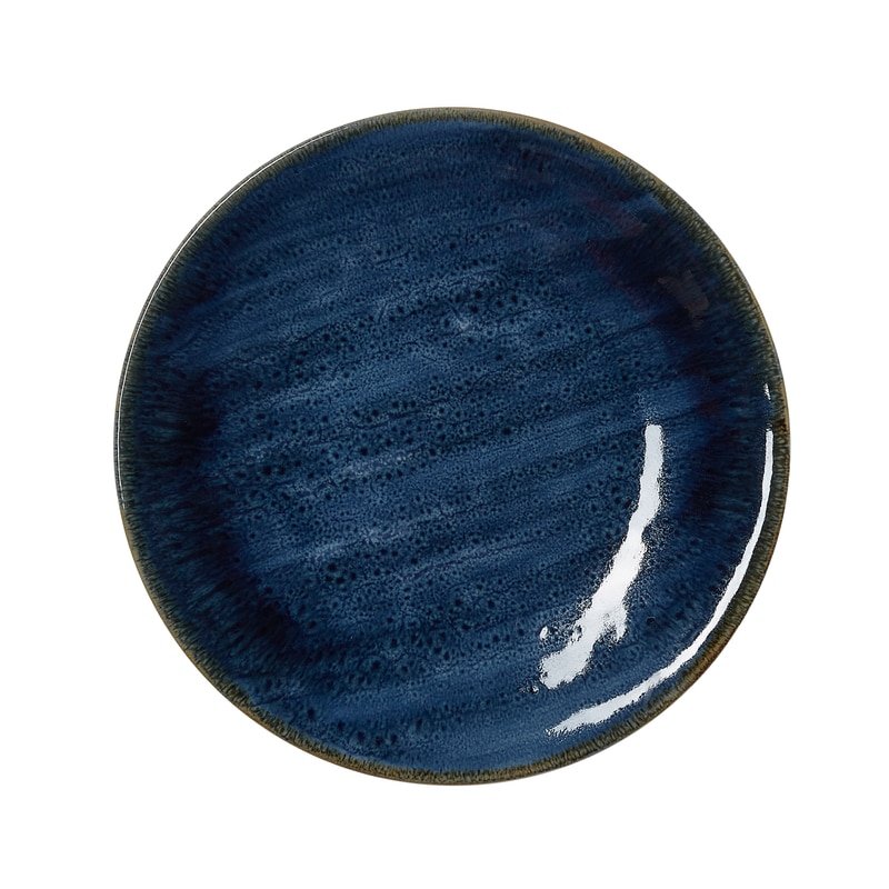 12x Flache Teller Ø 23 cm VIDA Dark Ocean / dunkelblau Porzellan
