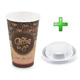 thumbnail of 100x Kaffeebecher XL 'Coffee To Go' Latte Macch mit Trinkdeckel 400ml 510ml