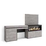 thumbnail of Frisiertisch, Schminktisch, Ablage, 234x35x145 cm, Mit Schublade, XXL-Elektrokamin, Kommode, Dekorative Platten, Zementgrau - 454_54