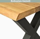 thumbnail of DELUKE® Massivholz Wohnzimmertisch mit Baumkante RAGNAR - 280x100cm, Eichenholz, X-Hora Gestell | Esstisch Holz Küchentisch Esszimmertisch