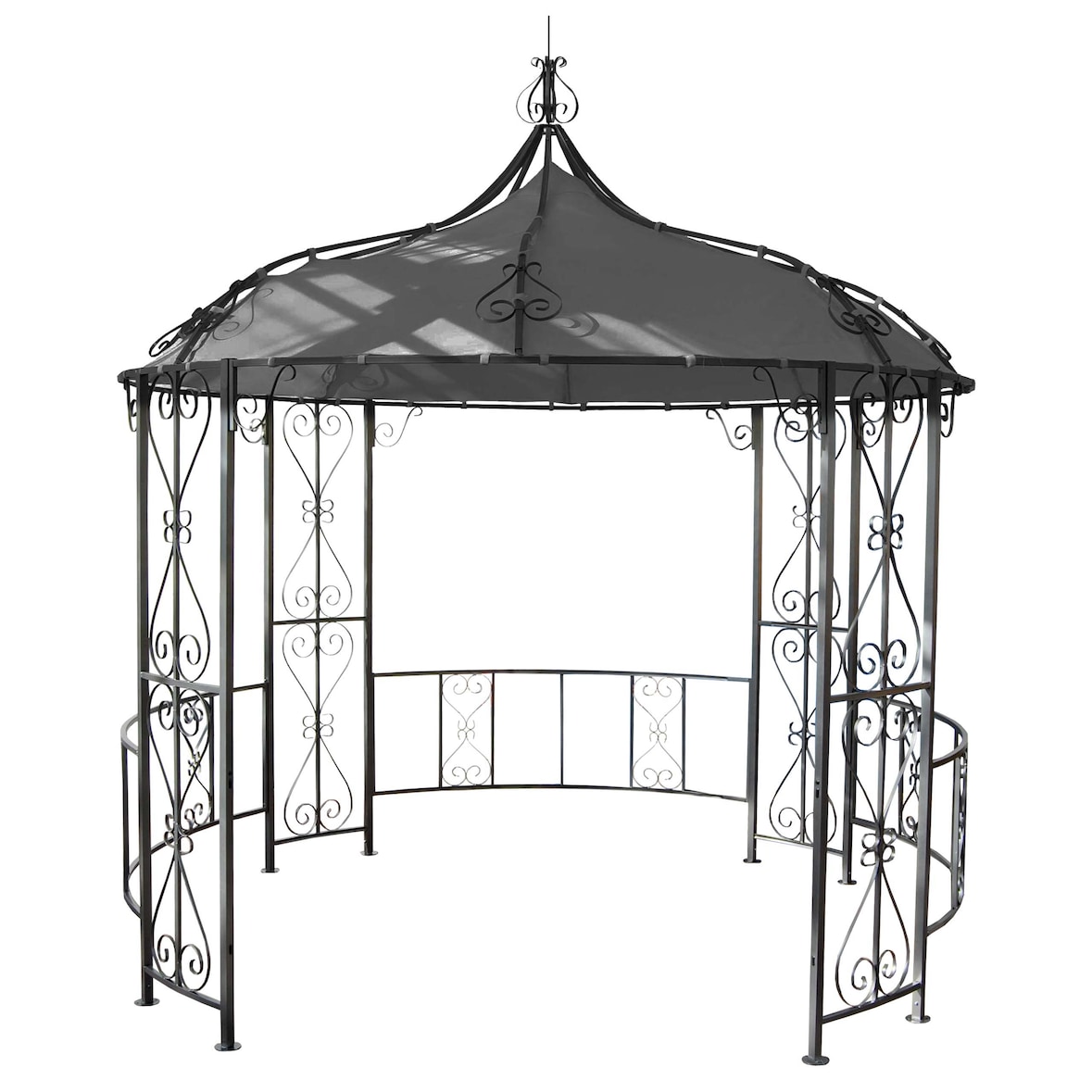 Pergola Almeria, rond tuinpaviljoen, stevig stalen frame Ø 3m ~ grijs