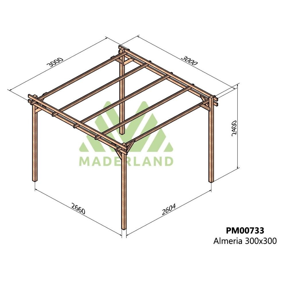 Pérgola de Madera Maciza Almería (Maderland) - Gardeneas