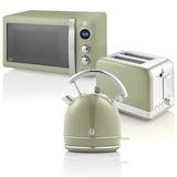 thumbnail of SWAN STRP2070GNEU Retro Set Frühstück, Wasserkocher 1,8 L, 2 Breitschlitz-Toaster, Mikrowelle 20 L, Grün, 850W