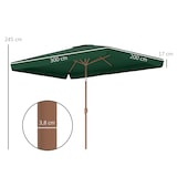 thumbnail of Outsunny sombrilla de terraza exterior 300x200 cm con ángulo ajustable mástil de aluminio manivela y protección UV 50+ sombrilla para jardín verde