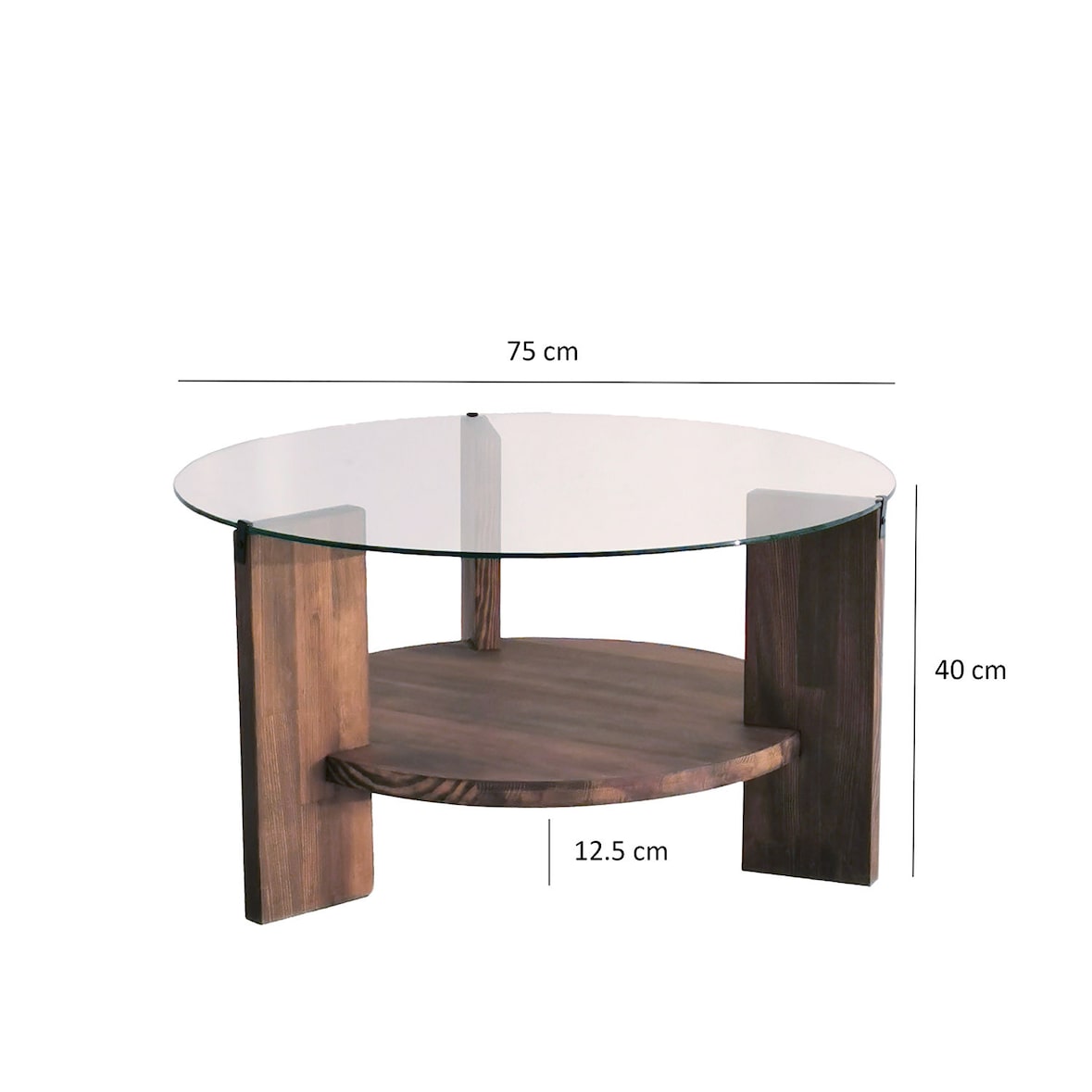 Skye Decor, Mondo- MondoNOS, Nussbaumfarbe, Couchtische, 40x75x75 cm, 100% getempertes Glas