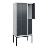 thumbnail of C+P Spind Classic PLUS, Gestell, 6 Abteile, HxBxT 212x90x50cm, Zylinderschloss, Hellgrau/Anthrazit von PROREGAL