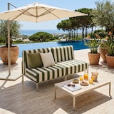 thumbnail of Salon de jardin bas modulable rayé 2 places vert kaki