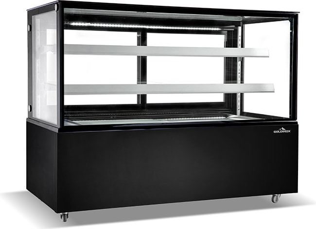 Schwarze Ausstellungskühlvitrine - 1840 x 688 x 1200 mm - PREMIUM - GOLDINOX