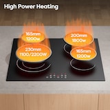 thumbnail of Plaque de cuisson vitrocéramique CDV 60 cm, 4 zones, 9 niveaux, commande tactile, 6400 W, CDVER64B
