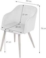 thumbnail of Décoshop26 - Esszimmerstuhl im Retro-Design mit hellgrau-türkisfarbenen Stoffarmlehnen und hellen Beinen 04_0002221