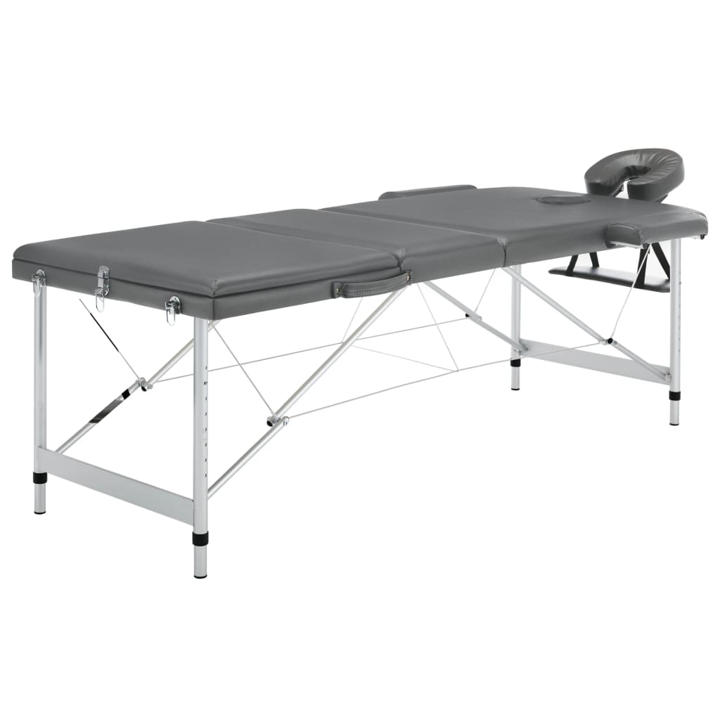 Helloshop26 - Massageliege mit 3 Zonen Aluminiumrahmen Massagebank Kopfstütze verstellbare Armlehne klappbare Massageliege tragbar 02_0001798