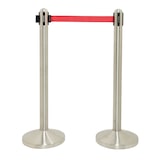 thumbnail of Securit® Uittrekbare Afzetpaal - Chroom - 100cm - Rode nylon band 205cm - Complete set met voet