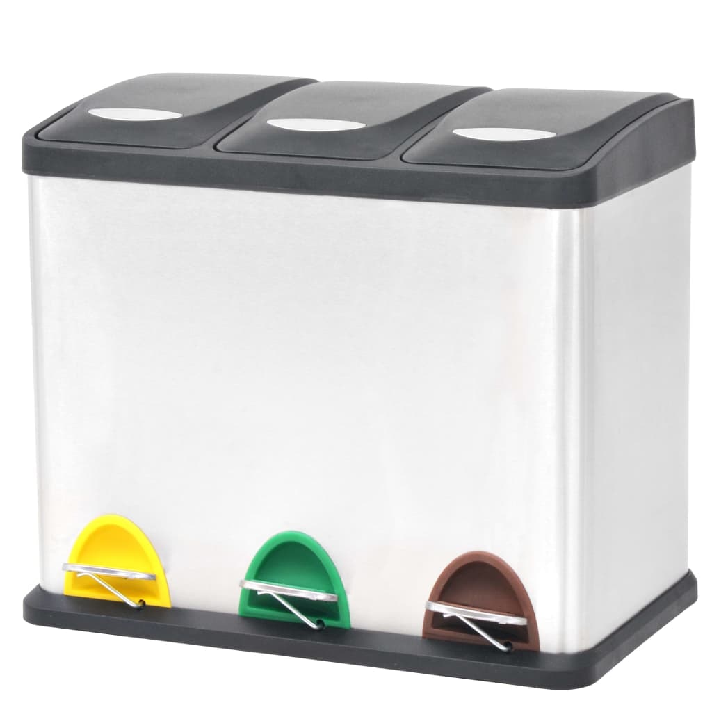 Helloshop26 - Pattumiera 46 x 26,5 x 39,5 cm acciaio inox 24 litri 02_0006060
