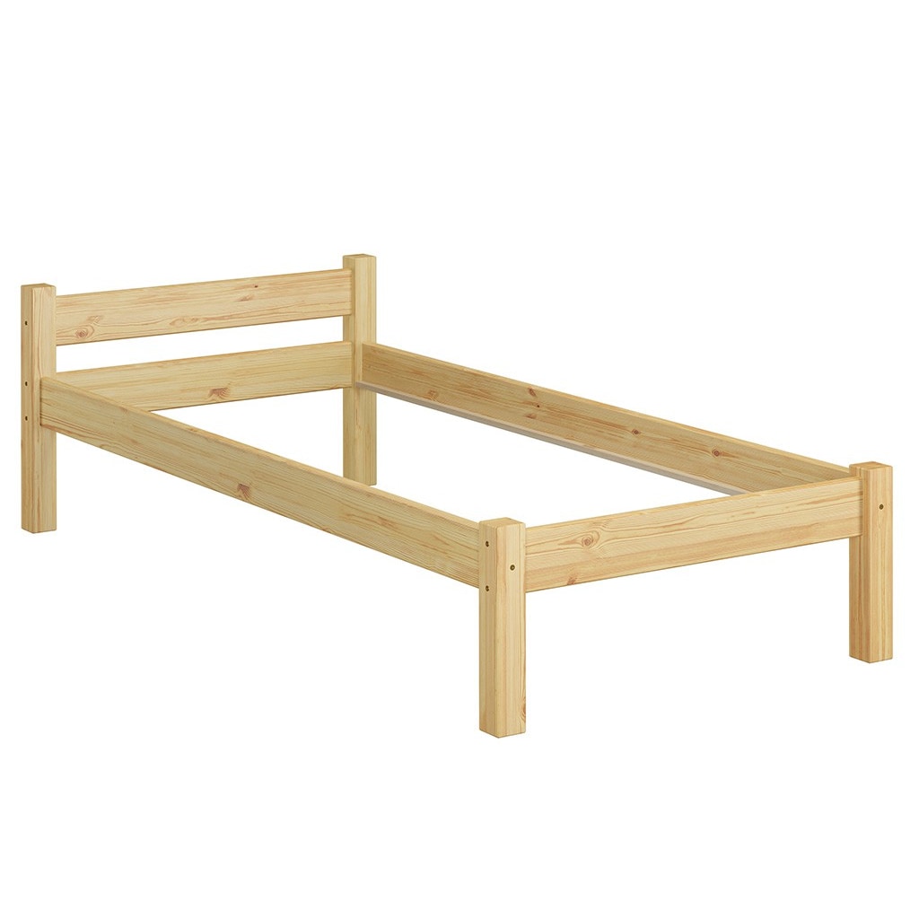 Einzelbett Kiefer natur 90x200 Massivholz-Bettgestell ohne Rollrost Bettrahmen 60.36-09 oR
