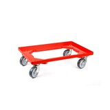 thumbnail of PROREGAL Transportroller Kistenroller Logistikroller mit Gummiräder rot | HxBxT 15x60,7x40,7cm | Offen | 2 Lenkrollen & 2 Bockrollen | 2 Stück