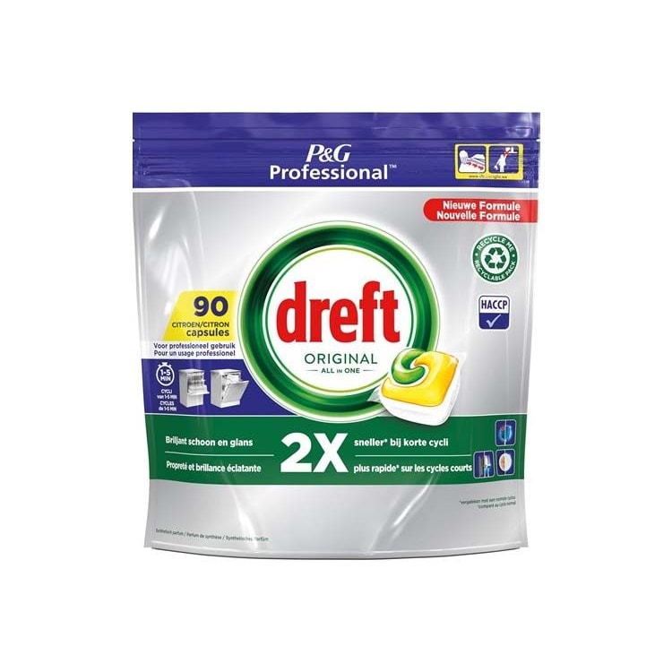 Dreft Original All in One Regular Vaatwastabletten - Lemon - 90 stuks