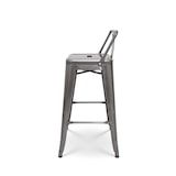 thumbnail of Set di 4 sgabelli da bar in metallo grezzo zincato stile industriale - Con schienale - Altezza 66 cm