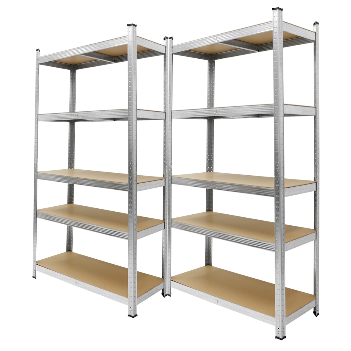 ECD Germany 2er Set Werkstattregal 180x90x40 cm verzinkt 5 MDF Böden 750 kg Schwerlastregal Lagerregal Steckregal