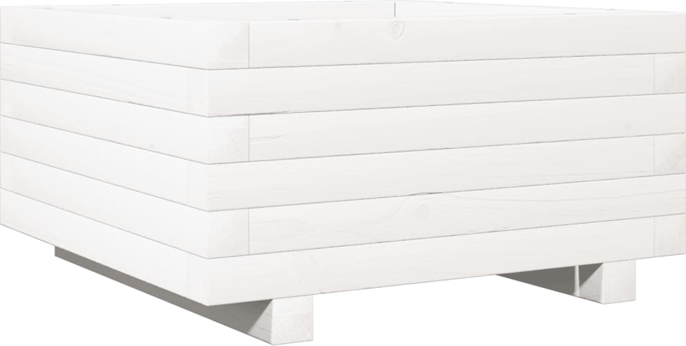 vidaXL Pflanzkübel Weiß 50x50x26,5 cm Massivholz Kiefer