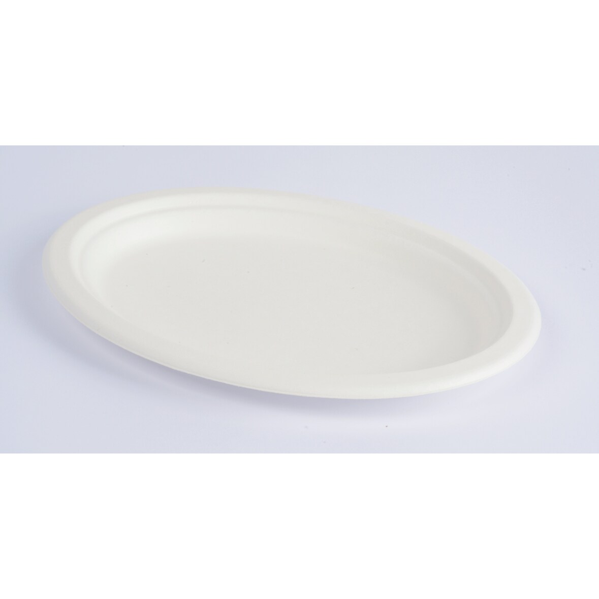 BIO Teller Oval Weiss aus Zuckerrohr Zuckerrohrteller Einwegteller 260x190 mm  50 Stück