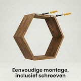 thumbnail of IvoQ Hexagon Wandplanken Hout - Set van 3 - Grenen - Zwevend Wandrek - Honingraat - Natuurlijk