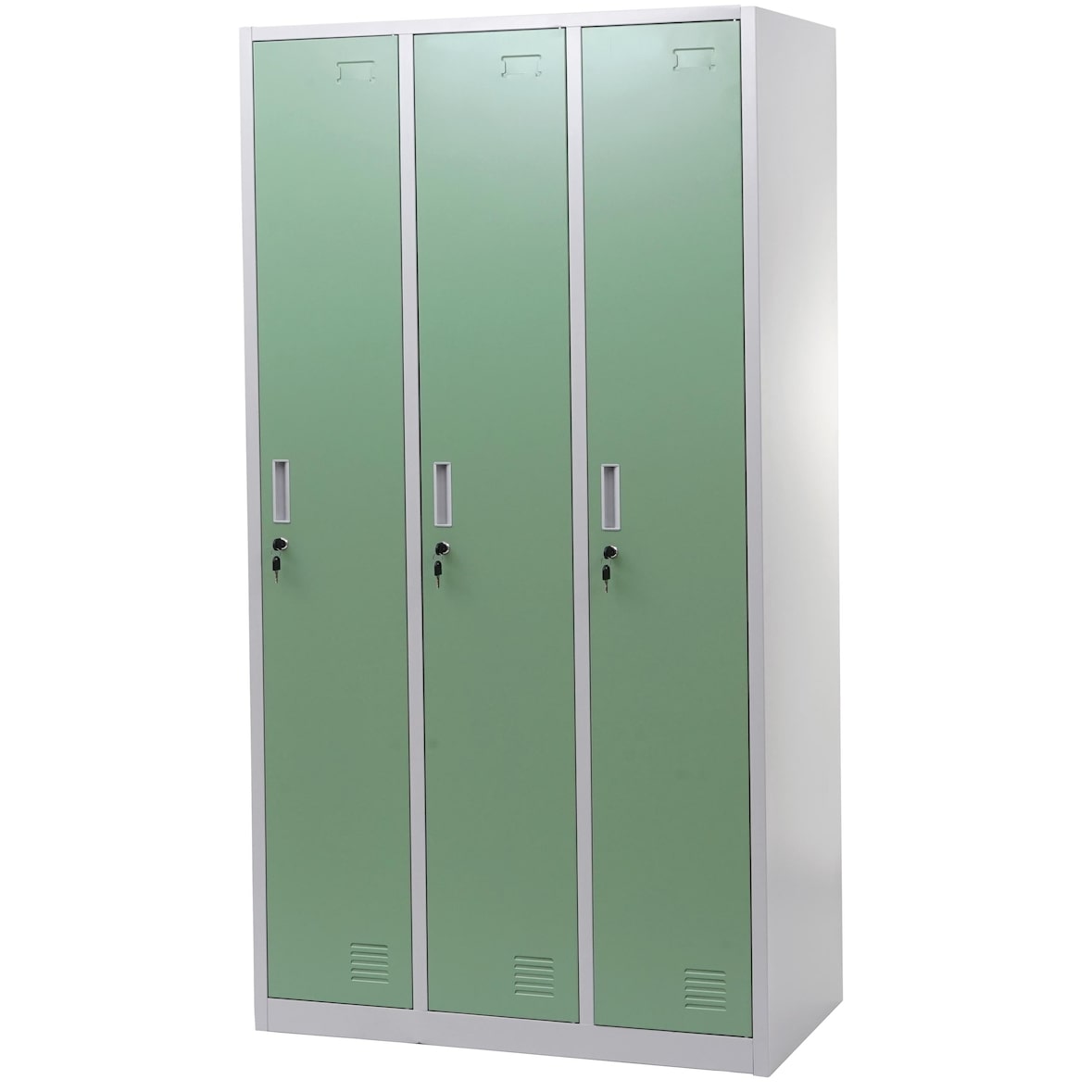 Décoshop26 - Spind mit 3 Fächern grünes Walzblech 180x90x50 cm 04_0007274