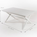 thumbnail of Mesa para exterior extensible de 170 cm a 240 cm, Aluminio color blanco, Tamaño: 170/240x98x76 cm