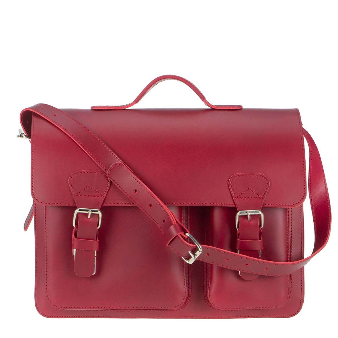 Ruitertassen Lehrertasche Leder Damen Herren Schultasche 40x31cm Aktentasche 2 Fächer rot