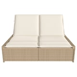 thumbnail of vidaXL Doppel-Sonnenliege mit Auflagen Beige Poly Rattan