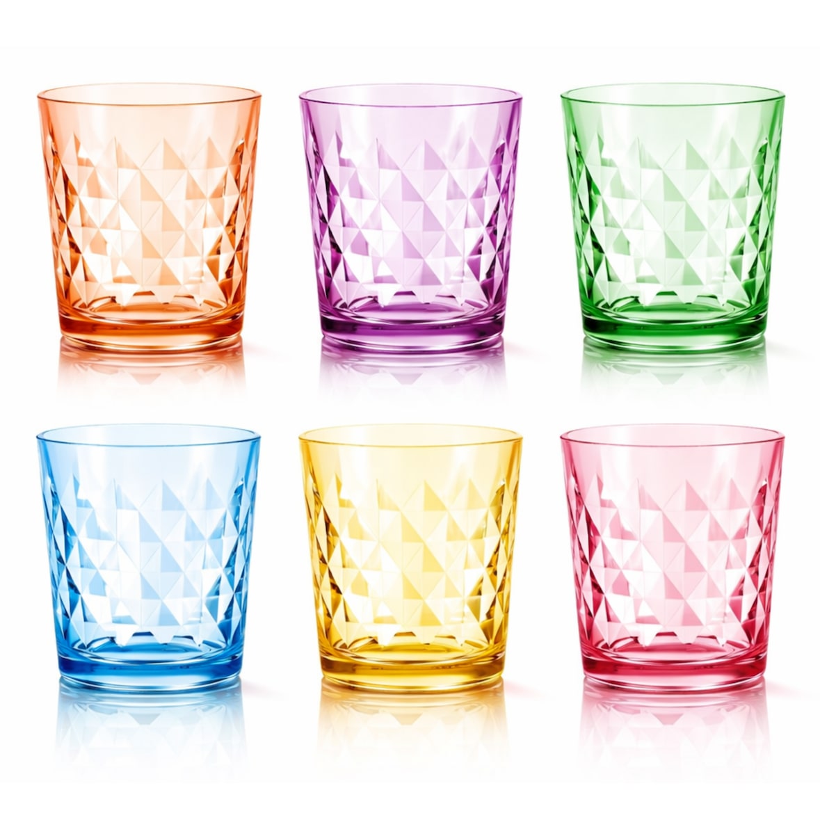 Set de 6 Vasos de Cristal de Colores 360 ml – Vasos de Vidrio Resistentes, No Pierden Color