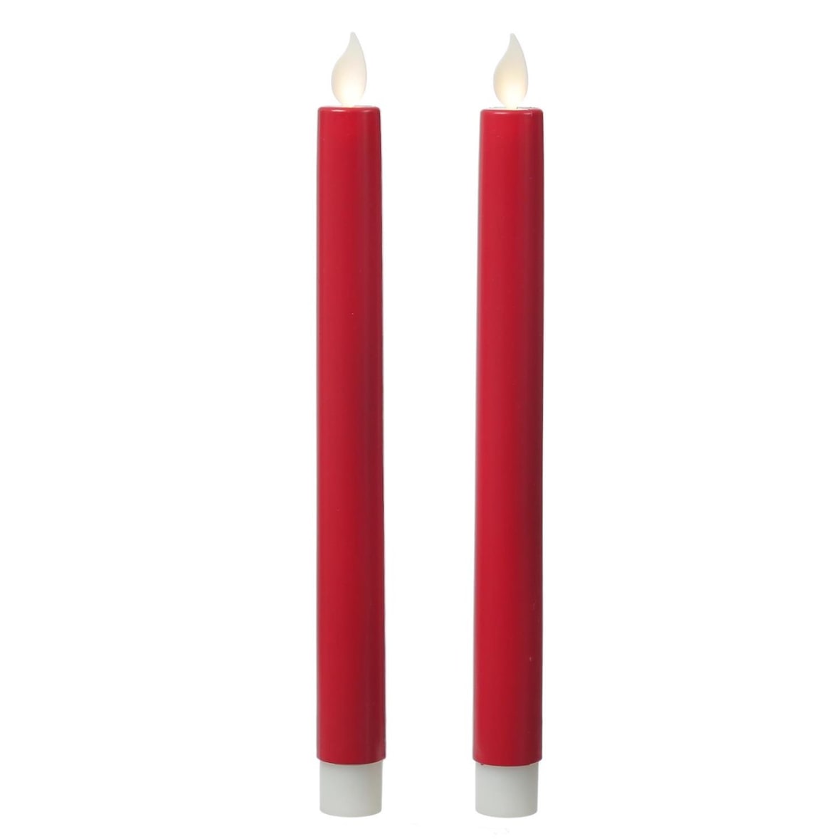 LED Stabkerzen Tafelkerzen bewegliche Flamme H: 24cm 2er Set rot
