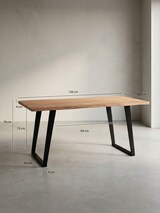 thumbnail of Esszimmertisch 120x60x76 cm Akazie Massivholz / Metall Esstisch Baumkante, Küchentisch Massiv mit U-Beinen in Schwarz, Holztisch Speisetisch
