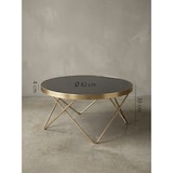 thumbnail of Beistelltisch `Retro-Charme`, schwarze Glasplatte, goldene Beine, 82 cm Durchmesser. 82x82x39 cm | Kadima Design
