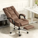 thumbnail of HOMCOM silla de escritorio giratoria con reposapiés, con respaldo reclinable, acolchado grueso, tapizada en cuero sintético, altura ajustable