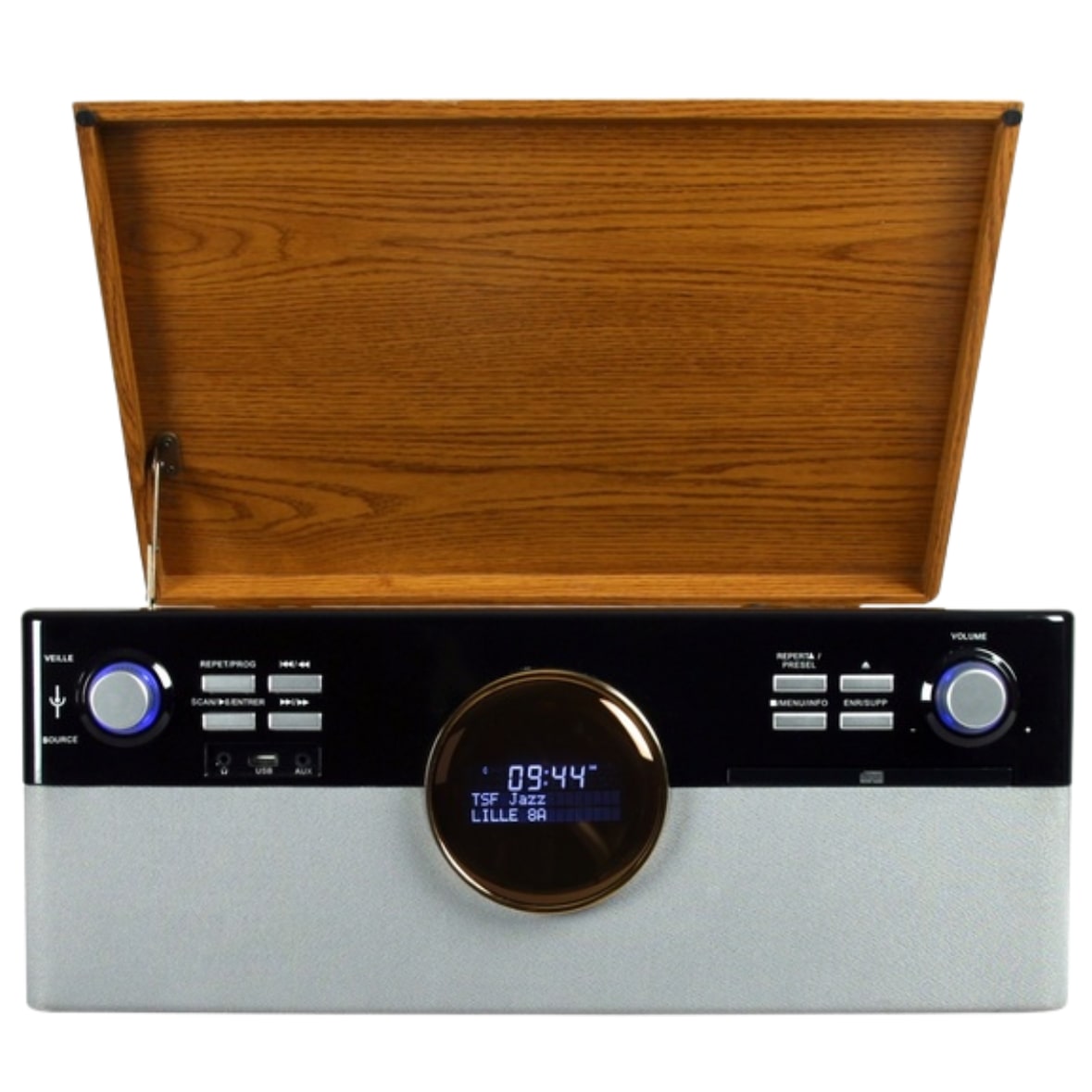 Platine Vinyle Vintage Coffret En Bois 7 En 1 Bluetooth Usage Non Intensif Optex