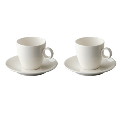 Maastricht Porselein Koffiekop en schotel Bart 17 cl 13.5 cm Offwhite Porselein 2 stuks